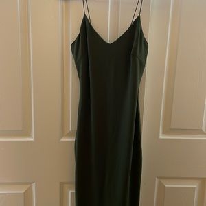 Army green form fitting spaghetti strap dress S